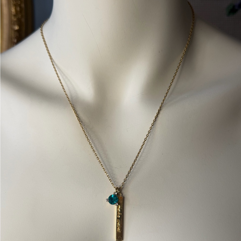 Kate Spade Gold Necklace with Teal Accent 15”-19” adjustable